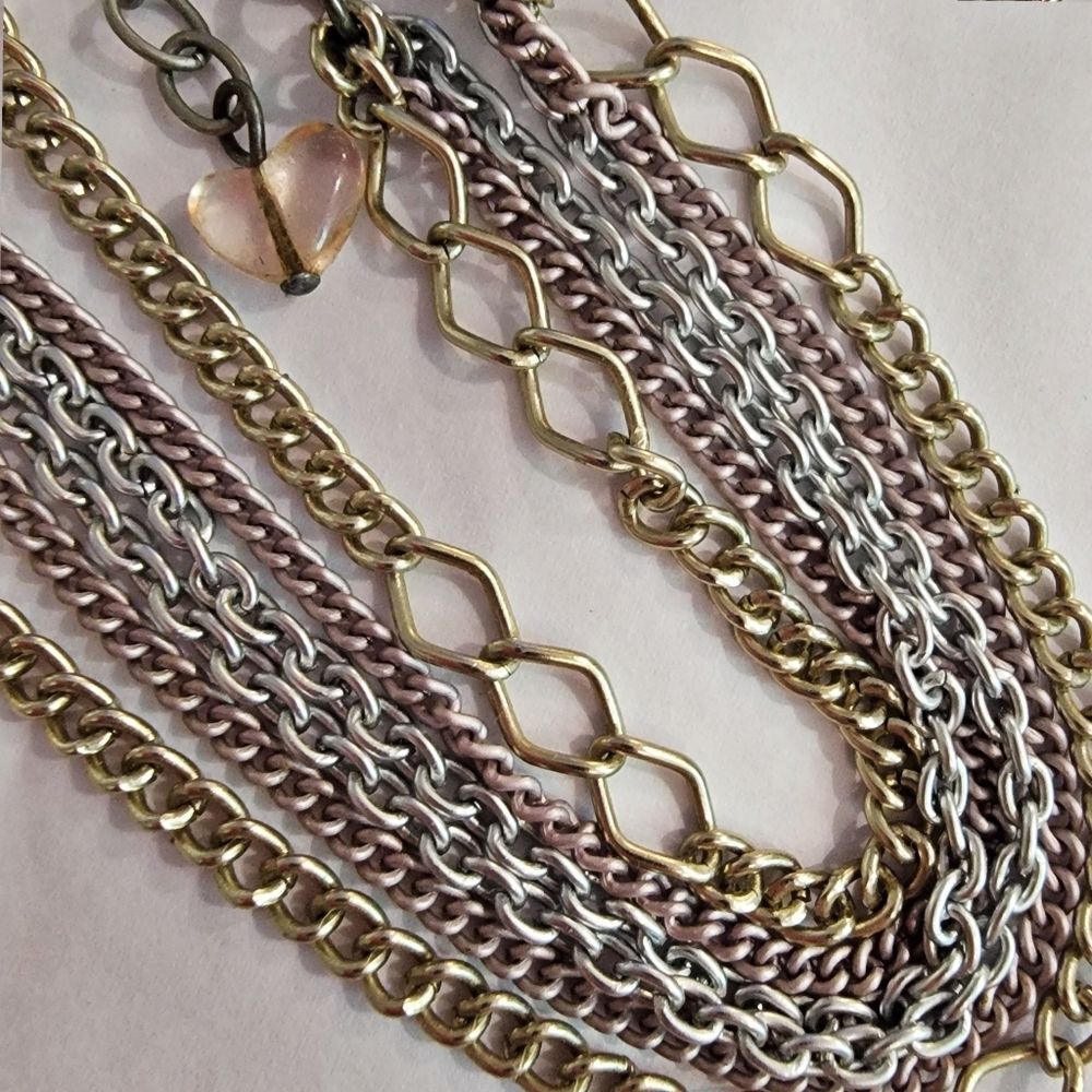 #Sabika Winter 2018 3-Row Silver Gold Rose Gold Chain Necklace # NWOT - Picture 1 of 5